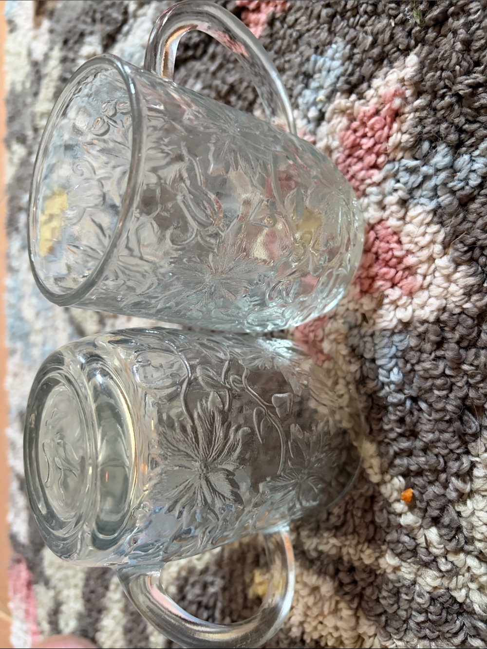 Princess House Clear Floral-Embossed Glass Mugs (Set of 2)